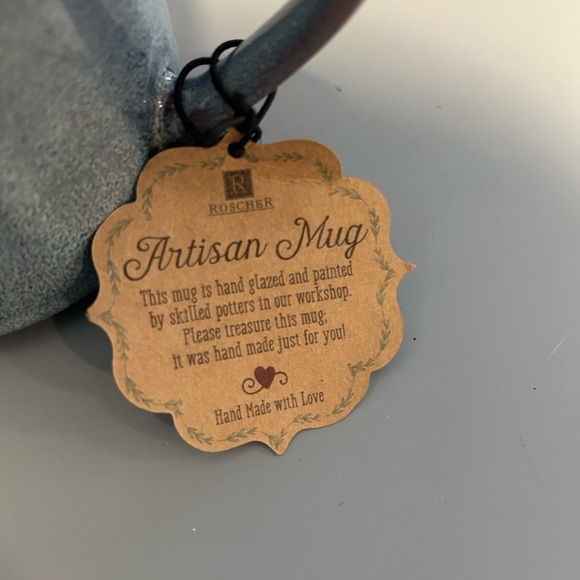 Roscher  handmade ceramic glazed stone ware embossed cat design hand painted - Picture 3 of 4